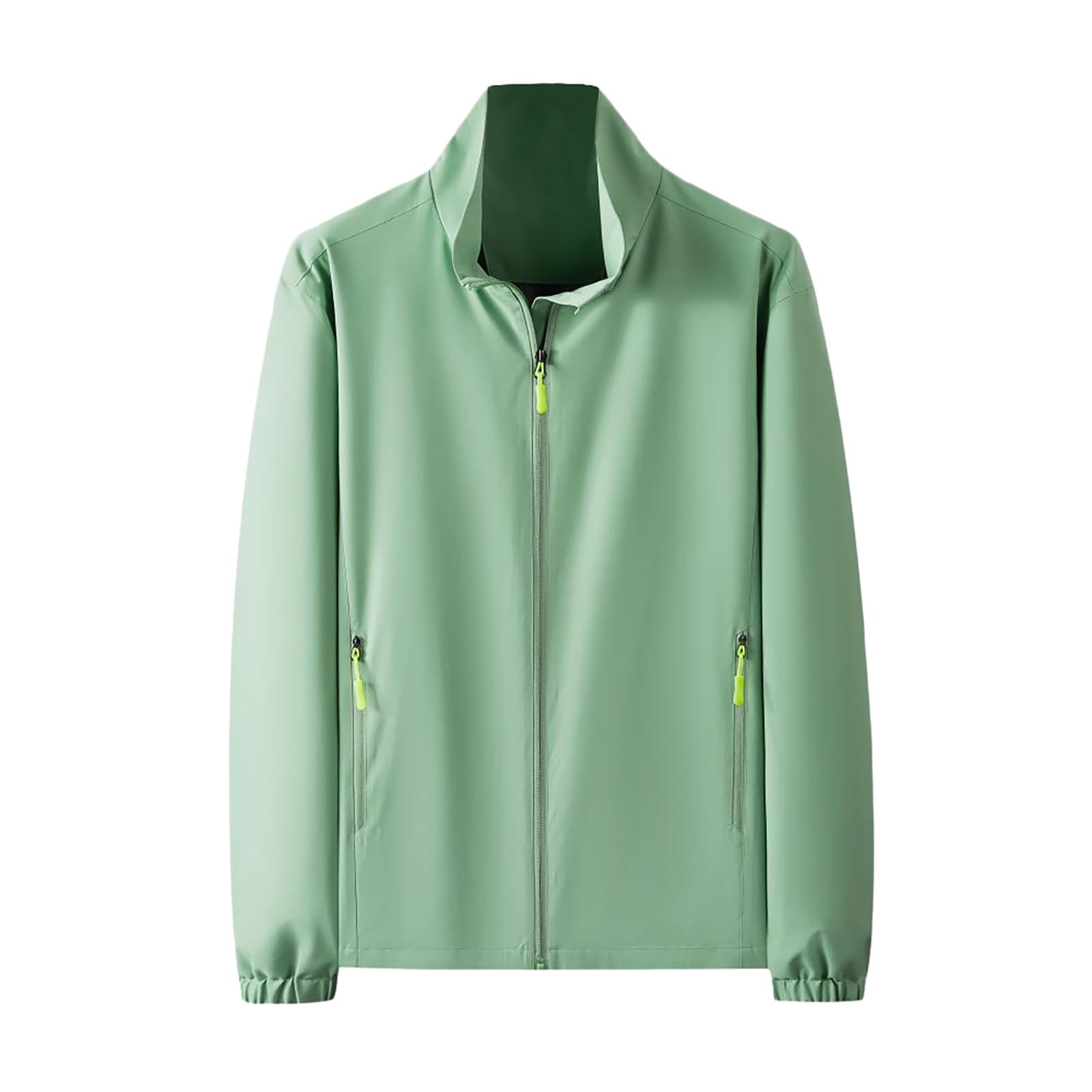 Generisch Chubasquero para hombre, cuello alto, fino, cortavientos, impermeable, cortavientos, chaqueta de entretiempo, chaqueta softshell, chaqueta de entrenamiento, chaqueta deportiva, chaqueta