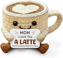 Crochet Gifts for Mothers Day 2026 - I Love You Mom Latte Coffee Crochet, Gifts for Mother in Law Stepmom, Gigi Nana, Heartwarming Crochet Gift, Birthday Gifts for Mom from Daughter Son
