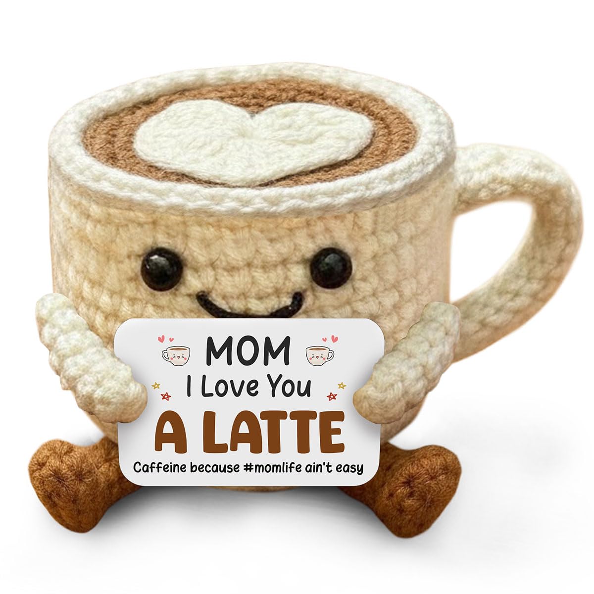 Crochet Gifts for Mothers Day 2026 - I Love You Mom Latte Coffee Crochet, Gifts for Mother in Law Stepmom, Gigi Nana, Heartwarming Crochet Gift, Birthday Gifts for Mom from Daughter Son