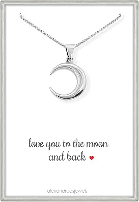 Dainty Sterling Silver Crescent Moon Necklace for Women, Wife Gift, Teen Daughter Birthday Gift Necklace, 18 inches