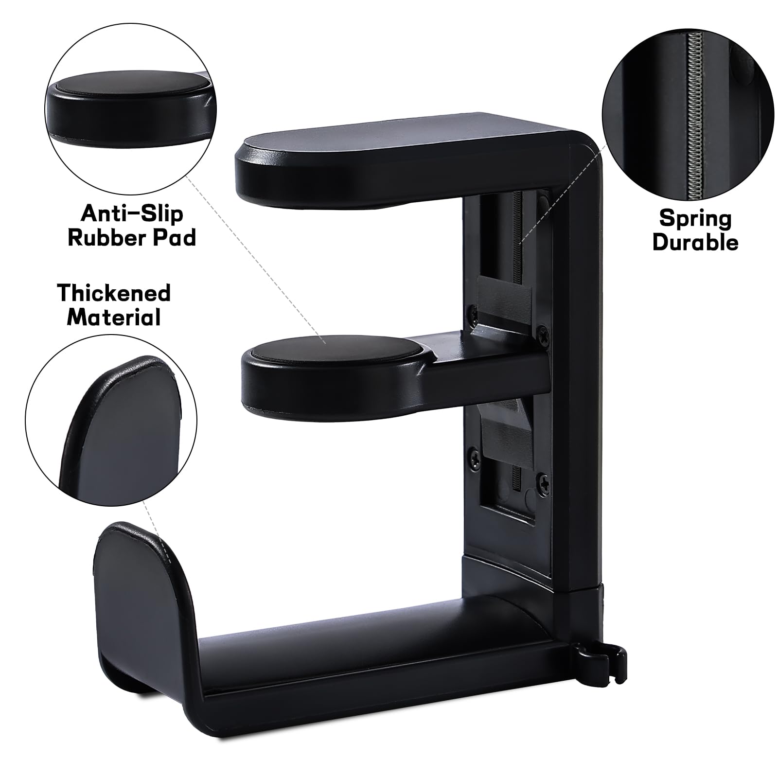Porta Cuffie da Scrivania Supporto per Cuffie Gaming ABS Metallo Girevole 360° Salvaspazio Nero