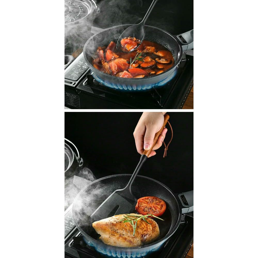 WLDMA Ustensiles de cuisine en silicone de qualité alimentaire Noir 1/7 pièces Spatule Cuillère Brosse à huile Outil de cuisine pratique Ustensiles de cuisine
