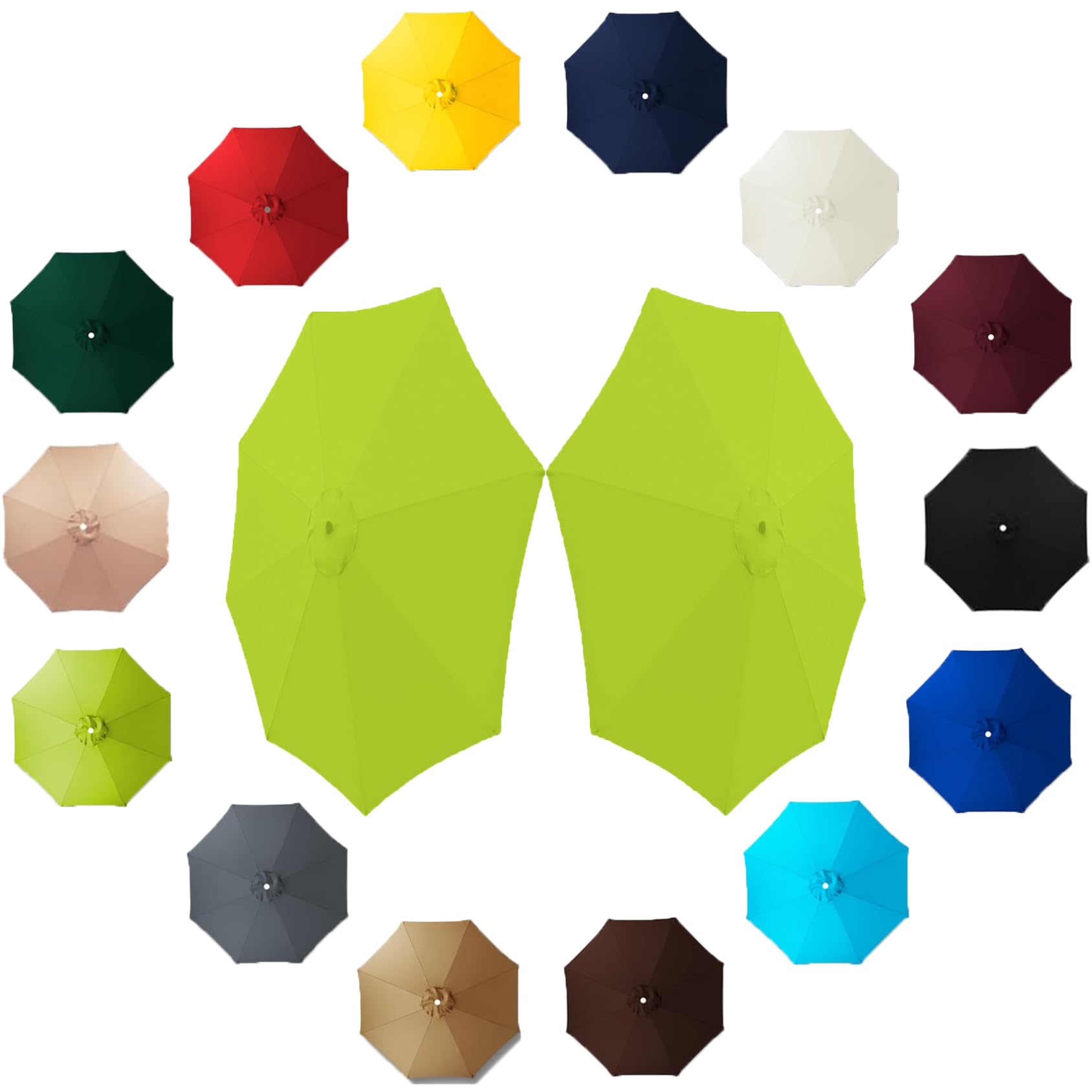 Outdoor Parasol Replacement Canopy Cover, UV-Anti, Patio Umbrella Replacement Canopy, Waterproof 6/8 Ribs Umbrella Cloth for Garden Parasol Covers (6arms-2.3m, Grass Green)