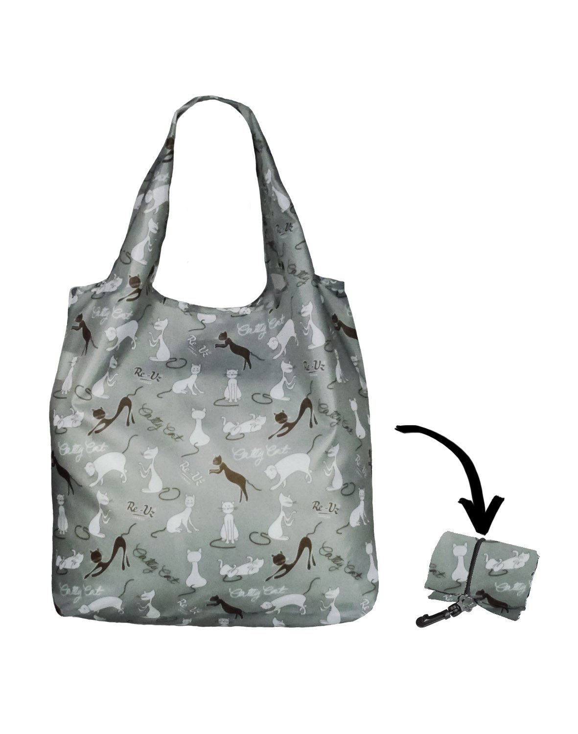 Re-Uz Blue Lifestyle Shopper Foldable Reusable Shopping Grocery Bag - Catty Cat Powder