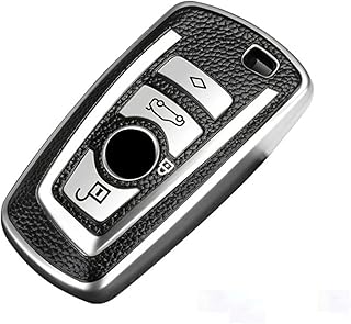 YJADHU Chaveiro de couro TPU capa de chave de carro chaveiro bolsa, apto para bmw f20 f30 g20 f31 f34 f10 g30 f11 x3 f25 x4 i3 m3 m4 1 3 5, prata