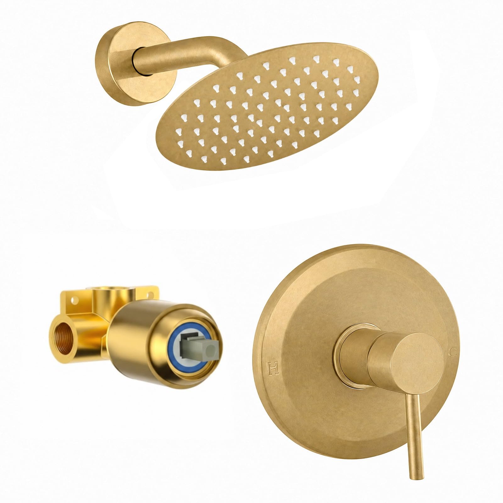 Kit de garniture de baignoire HUCKLE en acier inoxydable SUS304 avec mitigeur doré