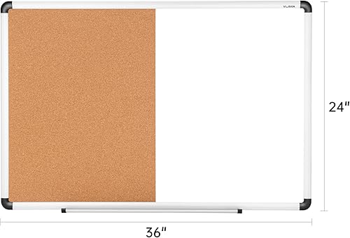 Miniatura 7 de VUSIGN Combinación de tablero blanco y corcho, 24 x 36 pulgadas, combo de borrado en seco y tablero de corcho, para el hogar u oficina, boletín de