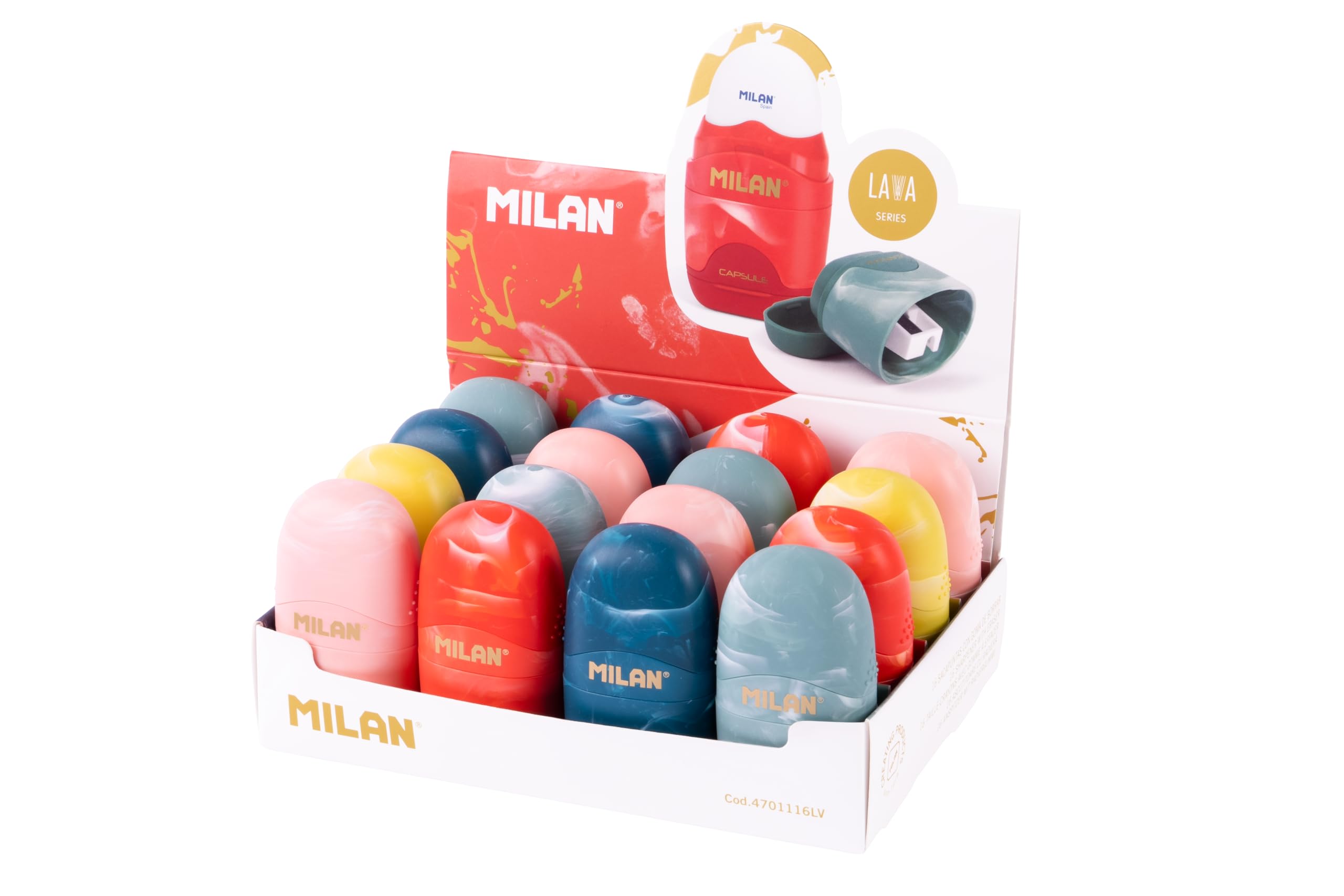MILAN® Caja expositora 16 afilaborras CAPSULE Lava