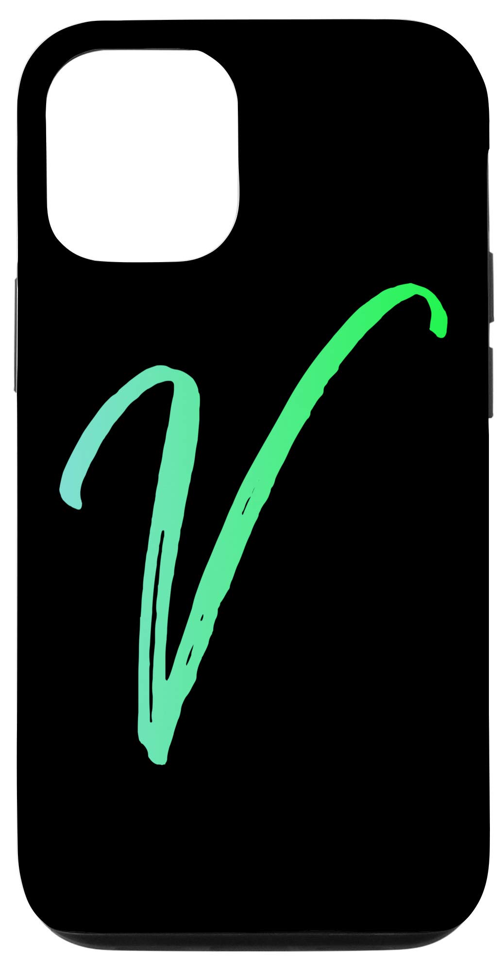 iPhone 12/12 Pro Initial V Phone Case Bright Colorful Blue & Green Letter V Case