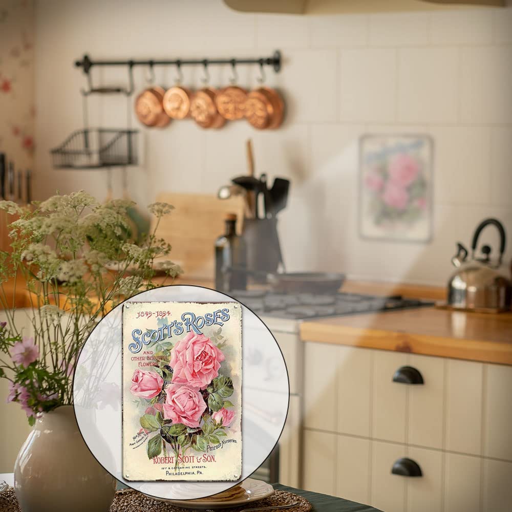 Plaque Suspendue Shabby Chic Cuisine - Bois, Noeud Vichy, Coeur Métal - Déco