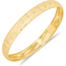 Floreo 10k Yellow Gold 8mm Double Stripe Satin Finish Textured Flex Bangle Bracelet