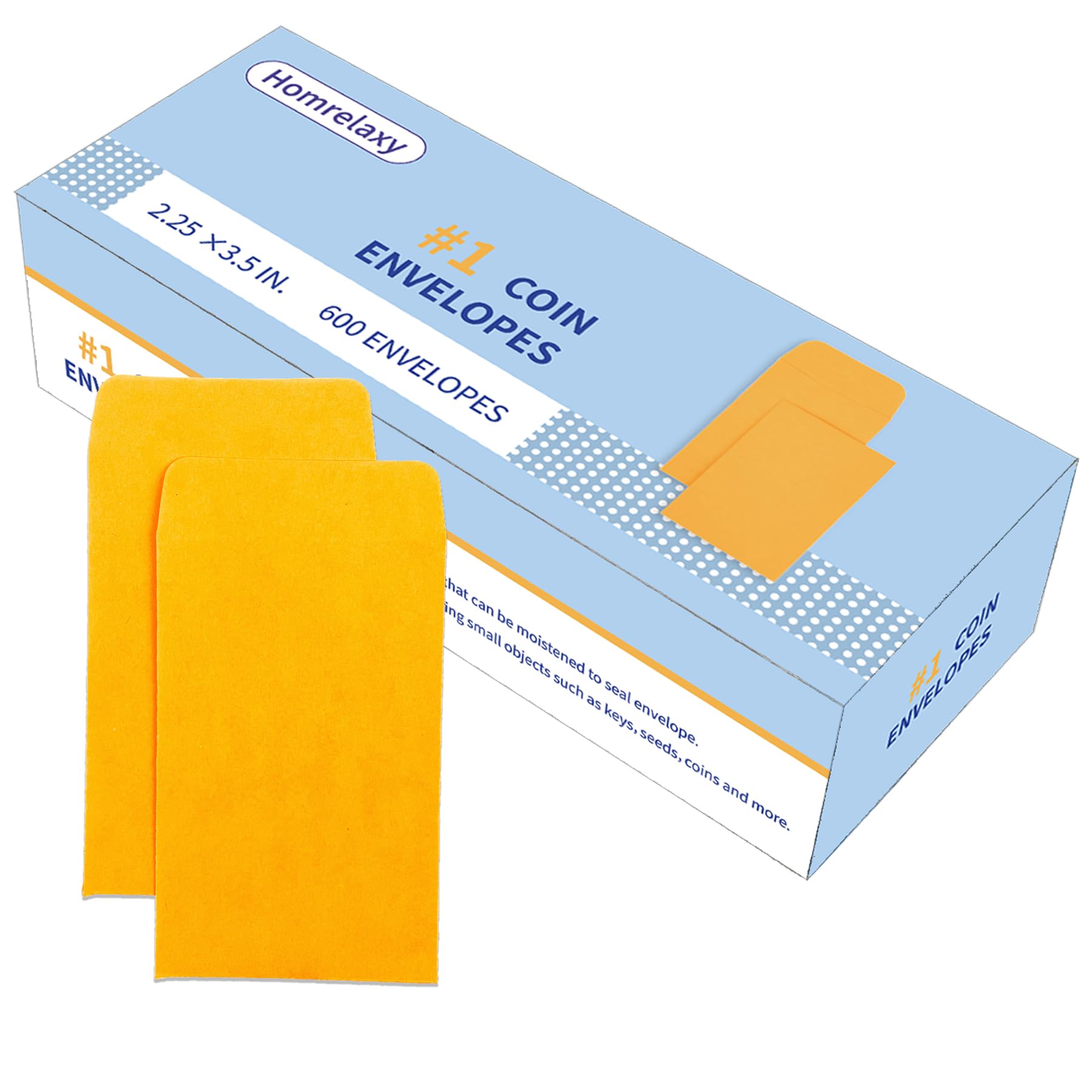 Homrelaxy #1 600 Pcs Small Coin Envelopes 2.25" x 3.5" with Gummed Flap, Yellow Kraft Mini Envelopes for Storing Keys, Stamps, Seeds, Tips and Small Items (600) image 2