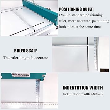A3 Manual Creasing Machine, 480mm Paper Folding Machine Heavy Duty Metal Paper Card Scorer Creaser with Precise Scale, Perforator Paper Creasing Perforating for Greeting Cards Booklets Photo