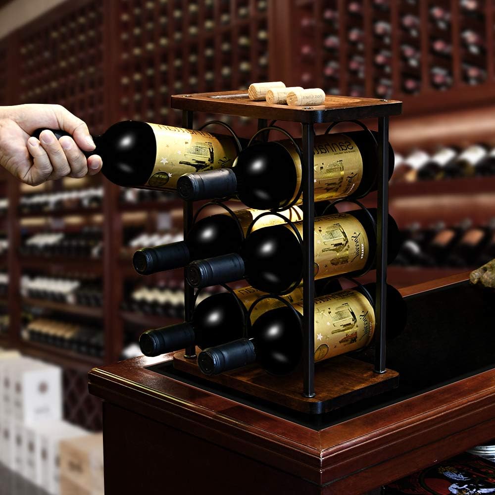 Wine Rack Rustic Wood Countertop Wine Rack 6 Bottles Wine Racks countertop