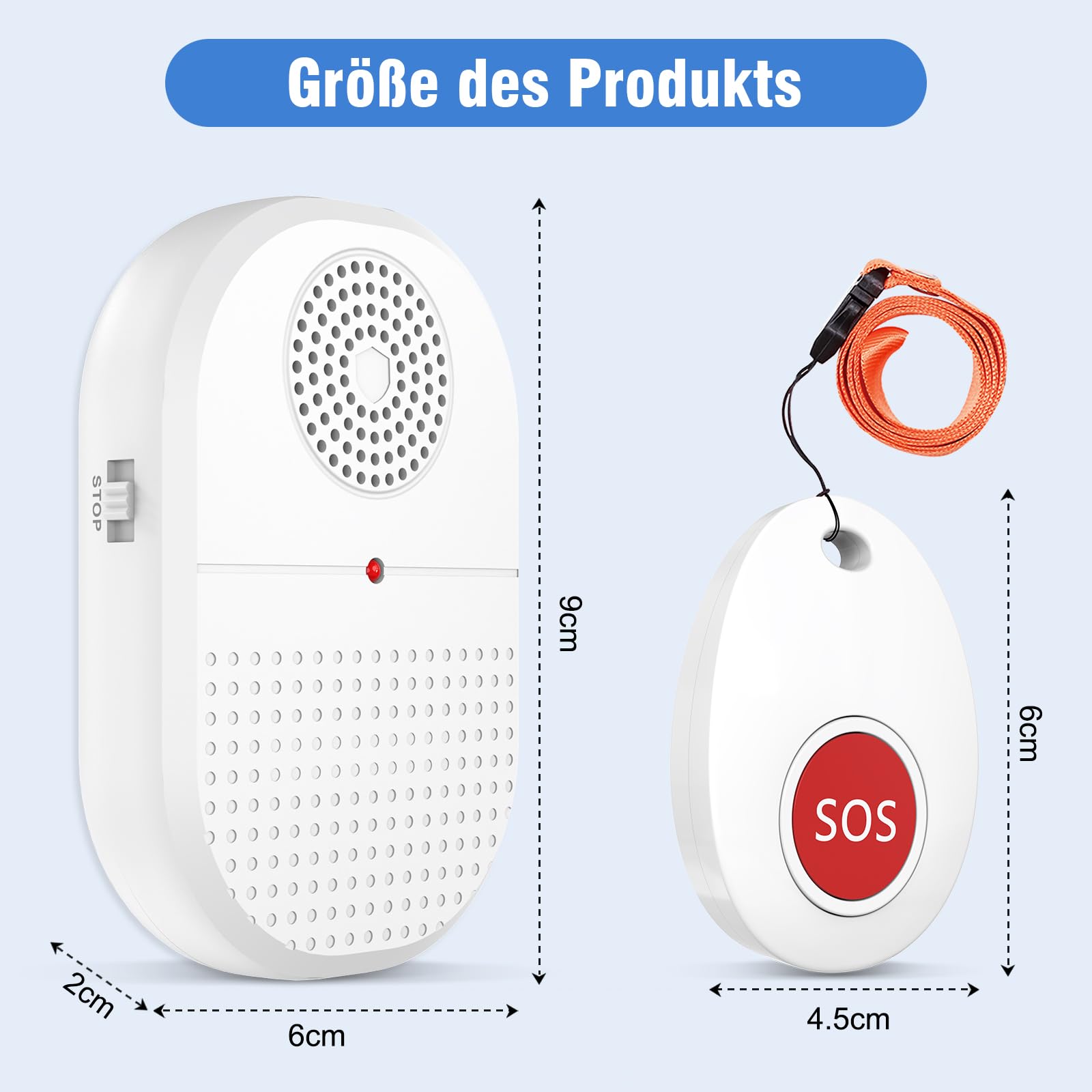 Daytech Przycisk awaryjny w podeszłym wieku, ostrzeżenie osób starszych z alertem wibracyjnym, przycisk połączenia alarmowego może być używany w domach / domach starszych/szpitalach (1 odbiornik + 2