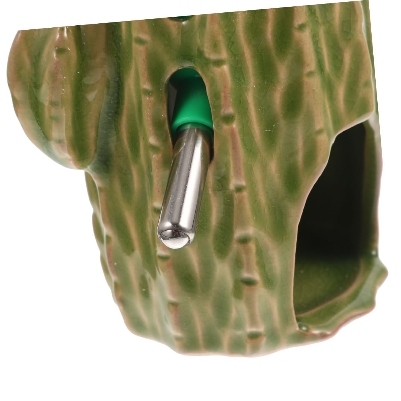 Abaodam Bottiglia Acqua per Criceti e Cincillà 80ml in Ceramica Design a Cactacee di Perdite e Supporto Regolabile per Gabbia Piccoli Animali