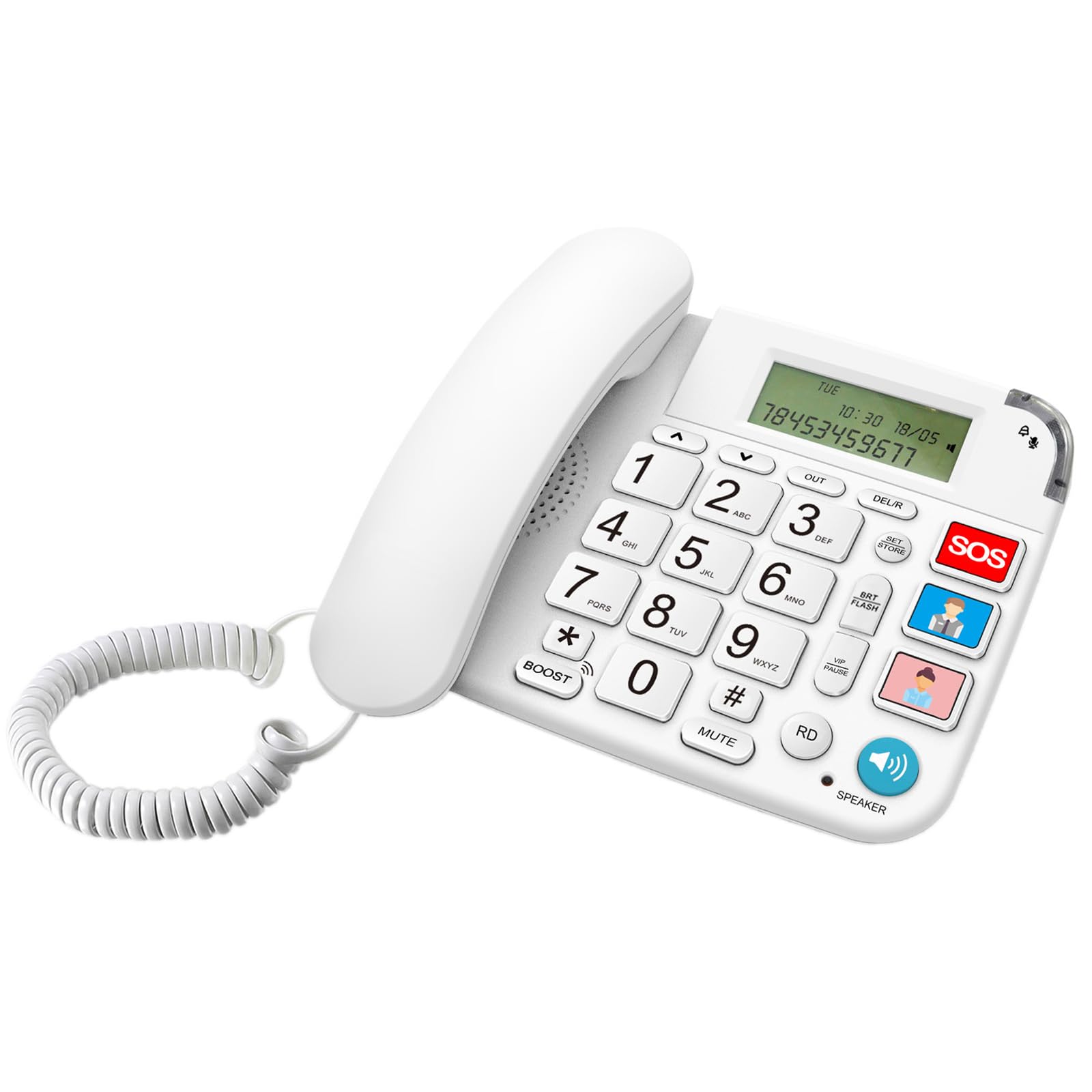 Telefono Fisso con Sim, Telefono Domestico, Pulsante Big, One Touch, Volume Elevato, Manite, Adatto per Ufficio, Hotel E Uso Domestico