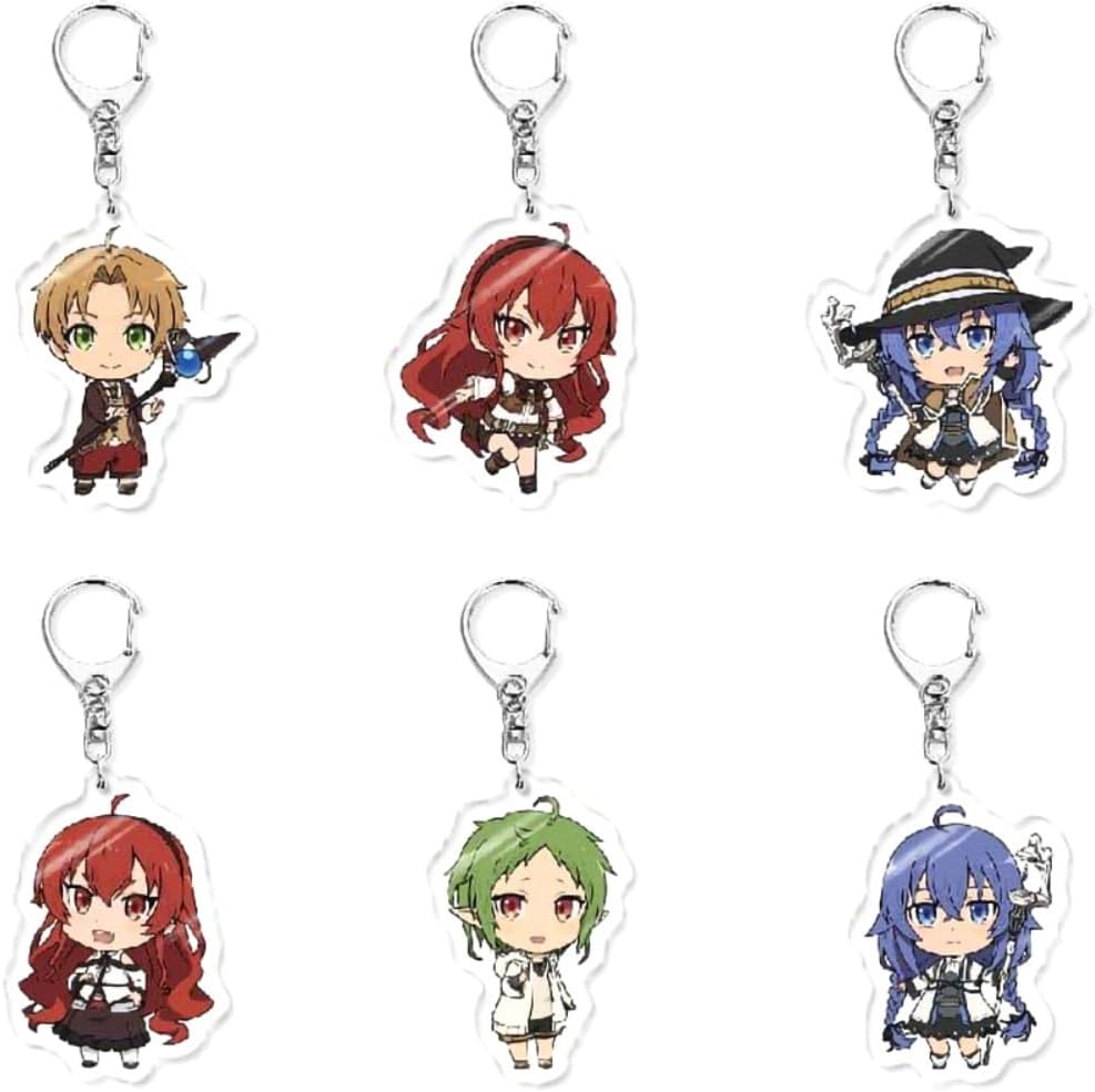 Anime Mushoku Figure Cosplay Prop Accessories, 6 Set Mushoku Jobless Reincarnation Cute Arcyl Chibi Keychain