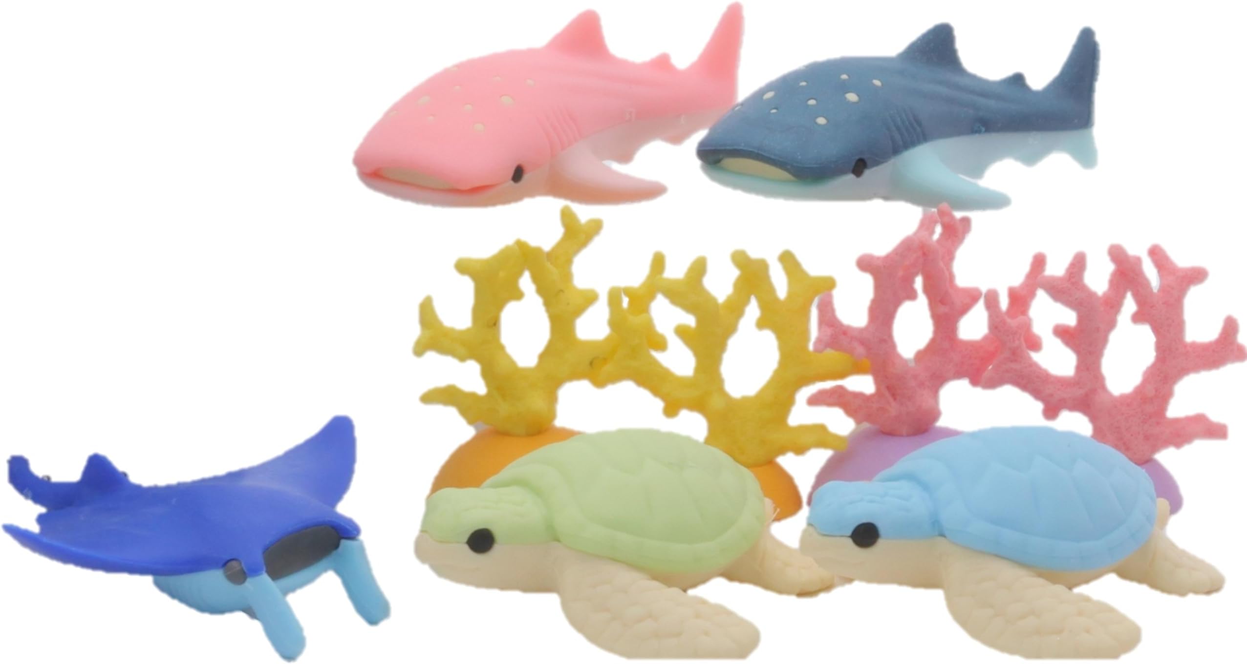 Deep Sea Animals Turtle Shark Stingray Coral Reef Japanese Erasers