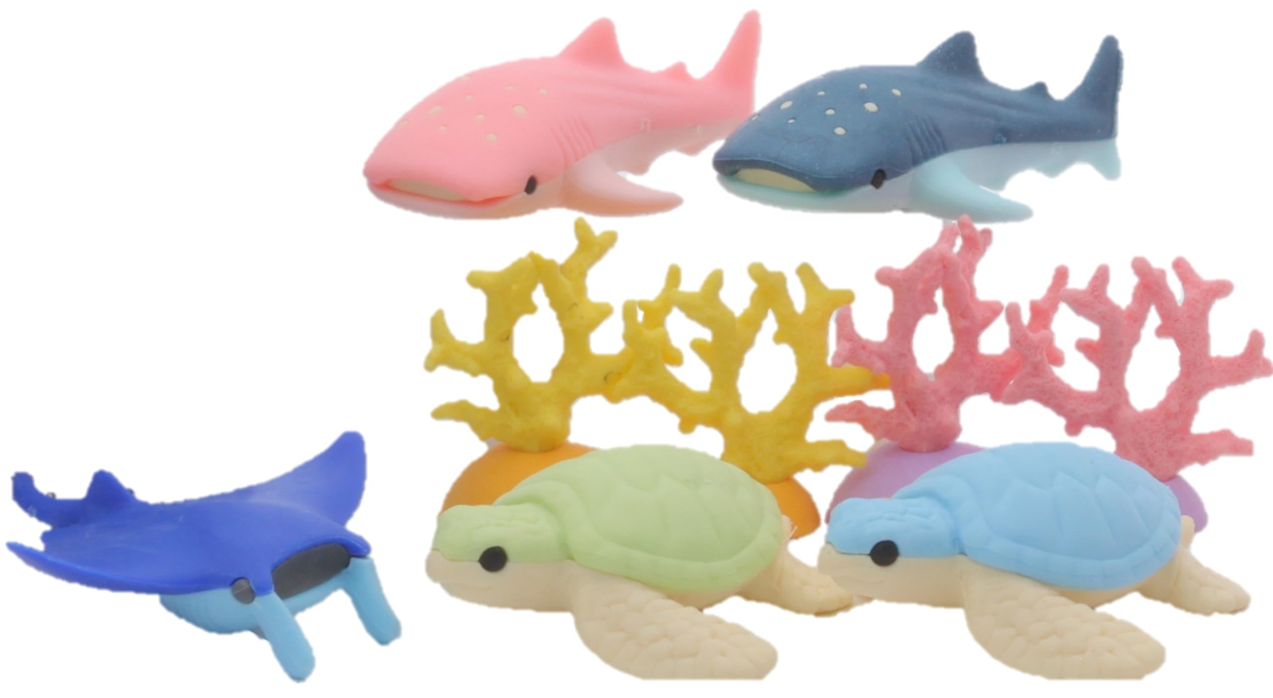 Iwako Deep Sea Animals Turtle Shark Stingray Coral Reef Japanese Erasers