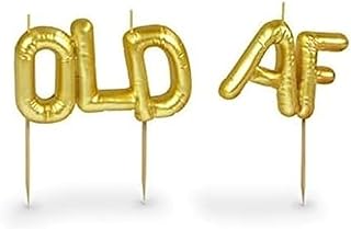 Genuine Fred Lighten UP Party Candles, Old AF, Metallic Gold Balloon-Style Letter Candles, Hilarious