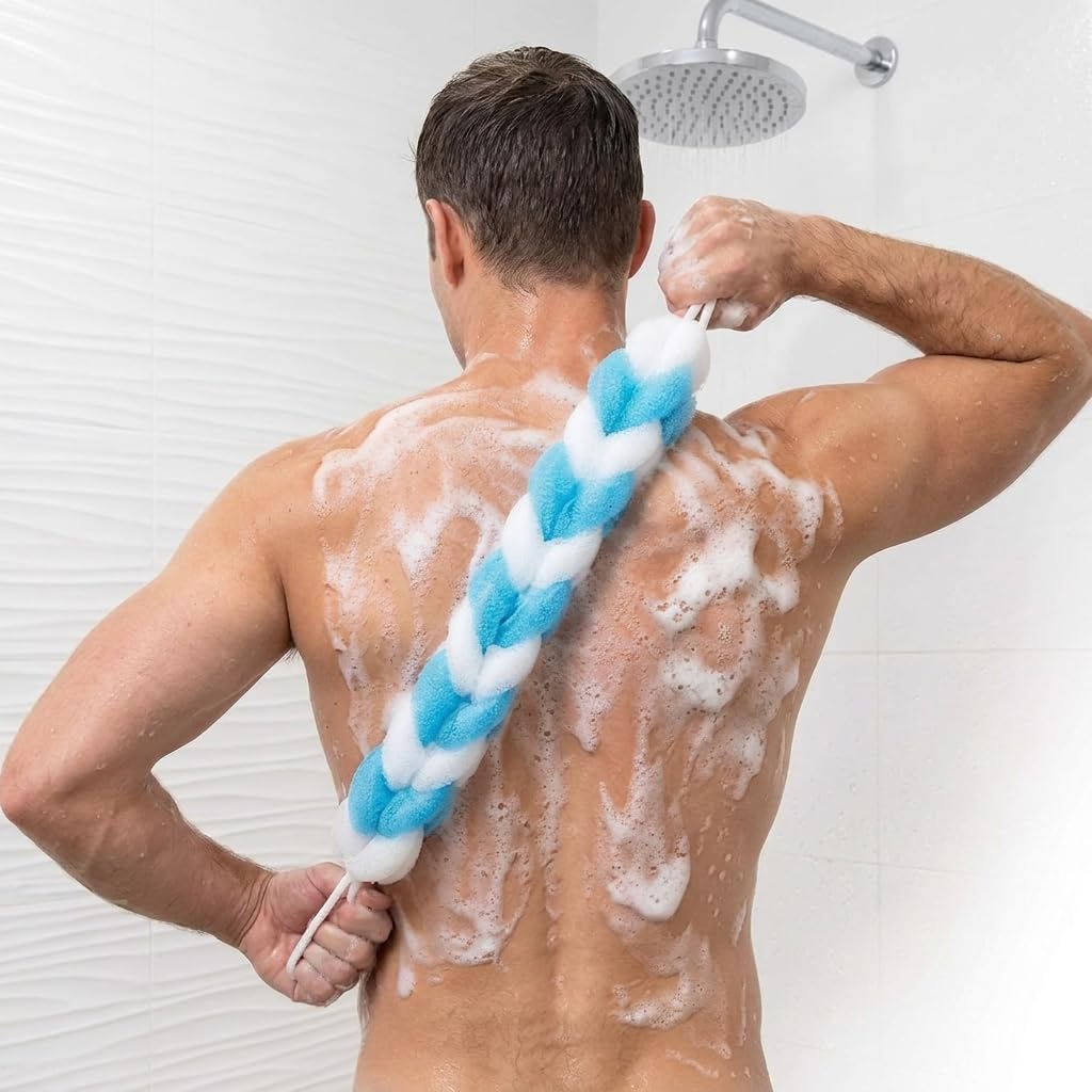 SUNBIRD Body Back Scrubber for Bathing for Men & Women | Long Stretch Loofah Back Scrubbing Body Scrubber for Bathing | Soft Exfoliating Sponge Body Wash Scrubber | Shower Scrub Bath Accessories (Pack of 1)-image-24