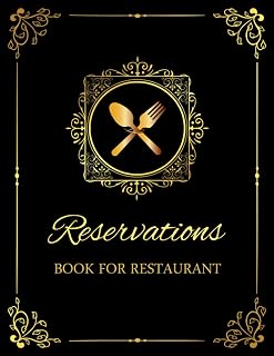 Reservations Book For Restaurant: Daily Reservation Book for Restaurant, Undated Pages, Table Reservation, Customer Record and Tracking Log Book For ... From Any Year or Month, Golden Frame Cover