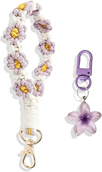 Flower Keychain for Women Pink Floral Bag Charm Flower Purse Charms for Handbags Wallet Accessory Cute Summer Gift