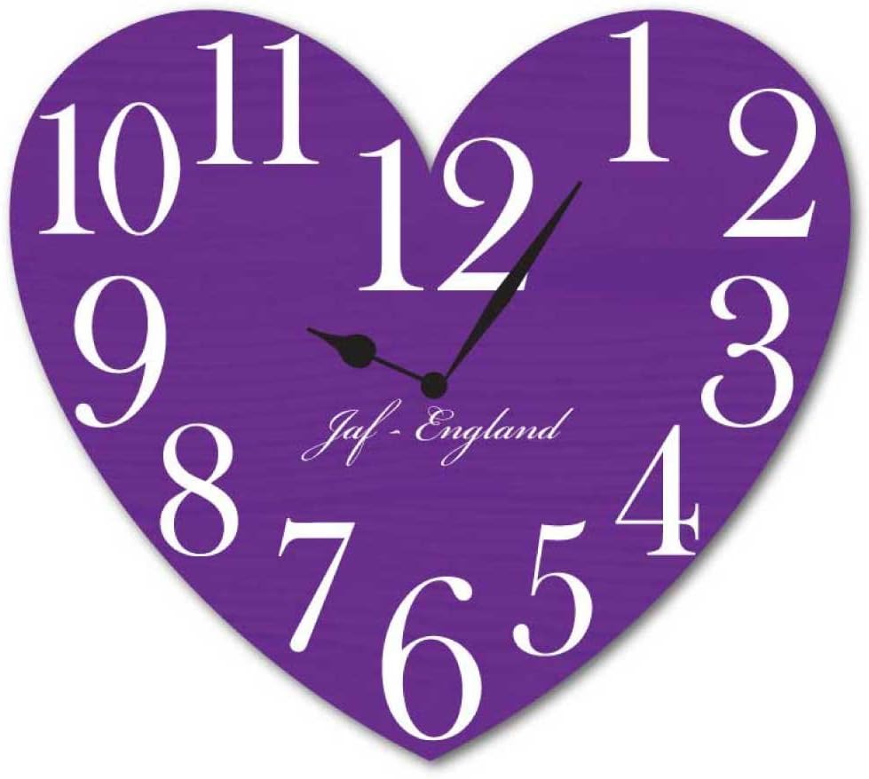 JAF Graphics Vintage Heart Clock, Heart Shaped Wall Clock, Wooden effect, Load of Colours