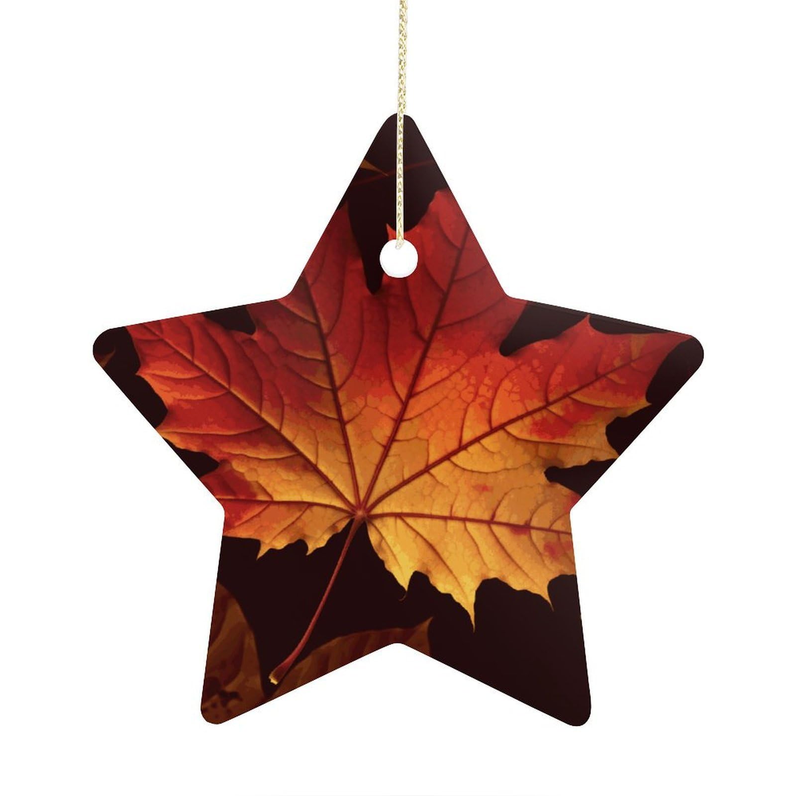 Fodpand Women's Style Fall Autumn Leaves Ornament With String, Keepsake Hanging Decorations,Ceramic Ornaments For Men Indoor Home Holiday Party Gifts