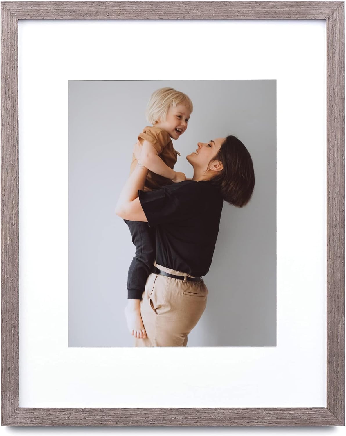 EcoHome 12x16 Picture Frame Walnut Wood - Matted for 8x12, Frames