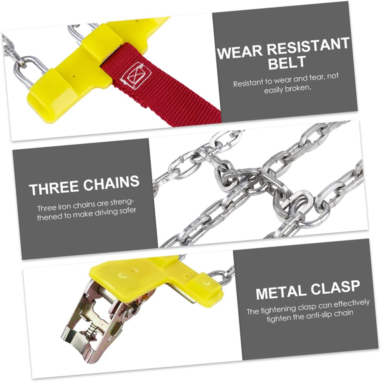 2pcs Car Skid Chain Emergency Tire Traction Chains Snow Straps for Suvs and Trucks