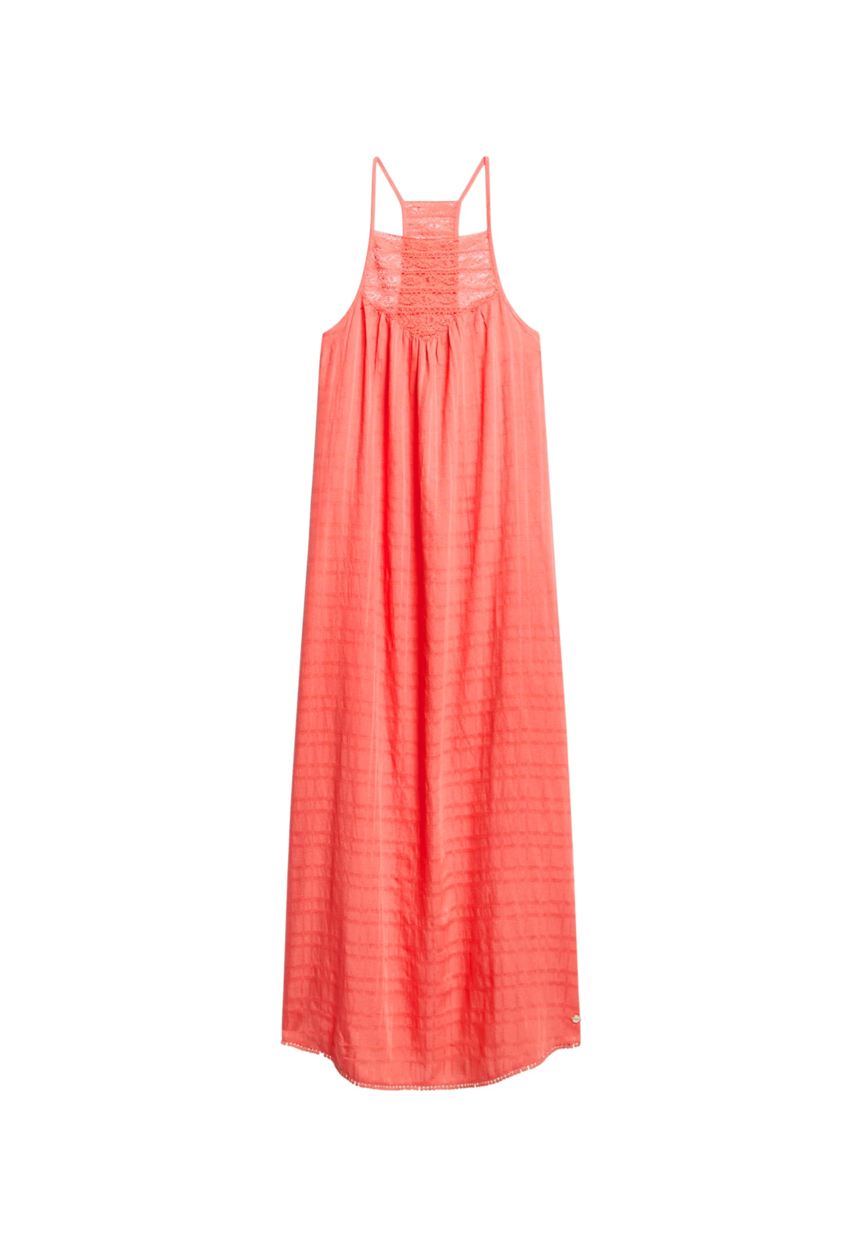 Superdry Women's Lace Neck Maxi Beach Dress, Light Pink Coral Red, 6