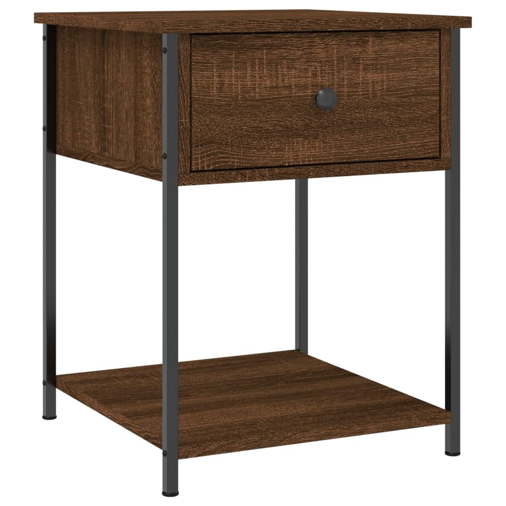 Table de chevet chêne marron industrielle aux finitions soignées