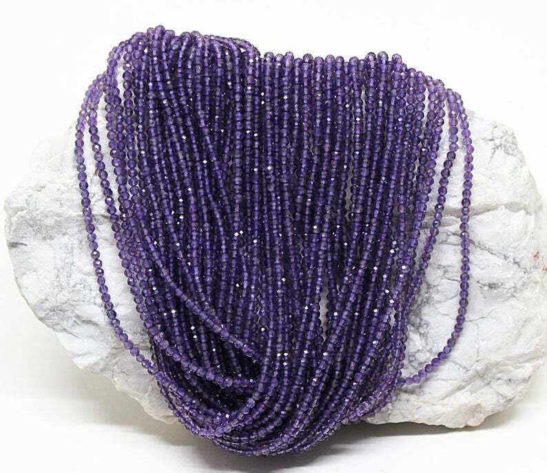 Améthyste naturelle AAA 2mm en perles facettées pour création de bijoux de lithothérapie