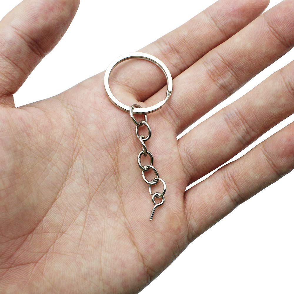 Catene Portachiavi 60 Anelli Portachiavi Con Catena 25mm Argento