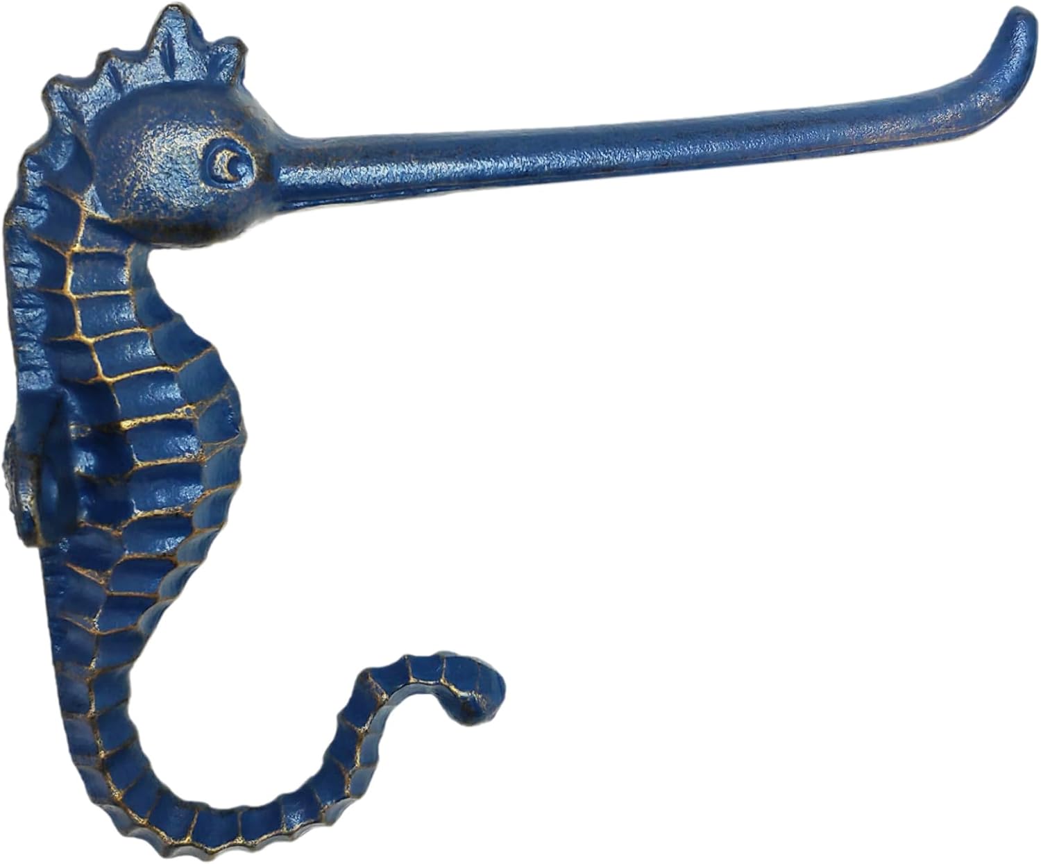 Cast Iron Seahorse Toilet Paper Holder, Heavy Duty DIY Vintage Rustic Iron Roll Tissue Wall Mount Paper Holder Towel Racks with Hardware, Metal Clothing Hanging Rod (Blue)