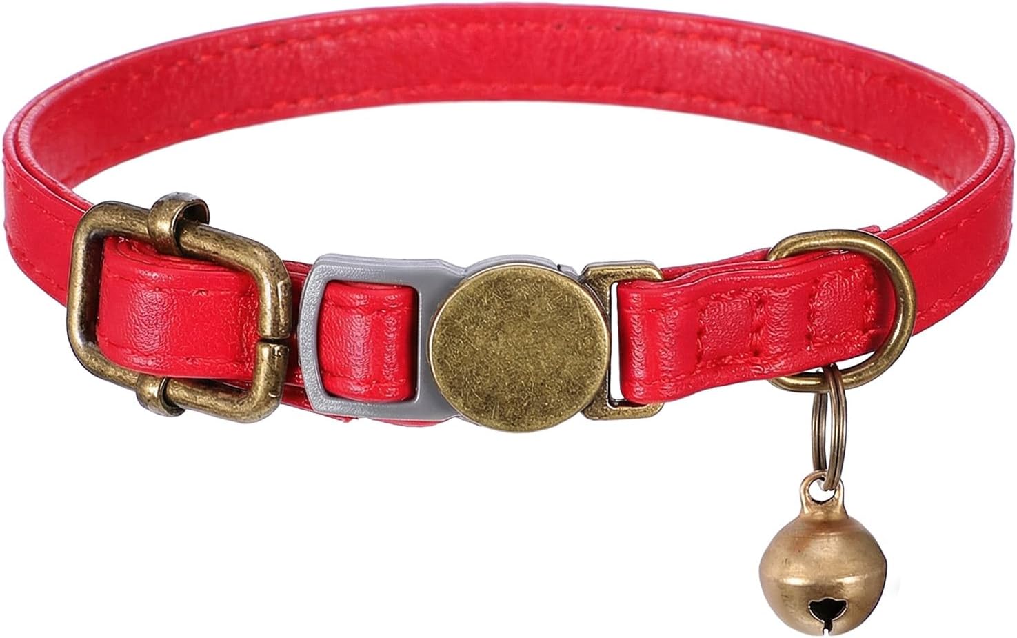 Red Cat Collar, Breakaway Leather Cat Collar Adjustable Red Kitten Collars with Bell Quick Release Buckle for Most Cats and Kittens Red Cat Collar, Breakaway Leather Cat Collar Adjustable Red Kitten Collars with Bell Quick Release Buckle for Most Cats and Kittens