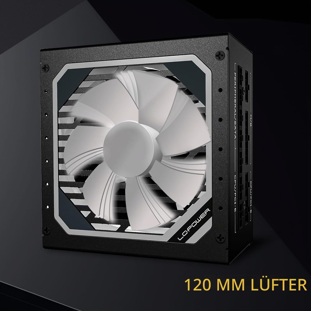 LC-POWER LC1000M V3.0 1000W ATX 3.0 PC-Netzteil – 80+ Gold Vollmodular – PCIe 5.0 12VHPWR – Super Silent 135mm Lüfter – für Gaming-PC & Workstation