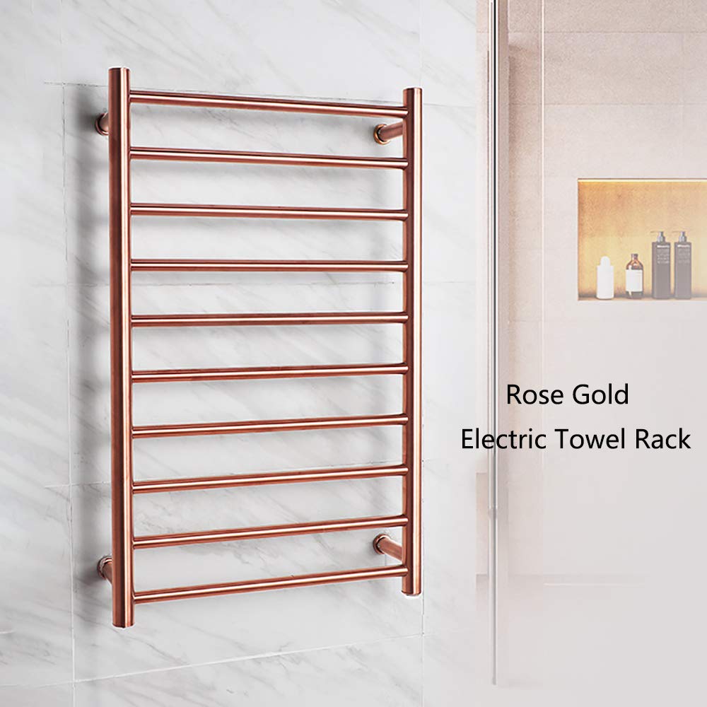 Calentador de Toallas Pared, Oro Rosa Toallero Eléctrico Baño 304 Acero Inoxidable Bajo Consumo 88W Toallero Calentado, Radiador Calientatoallas de Toallero para Baño, 80×50cm,Hardwired