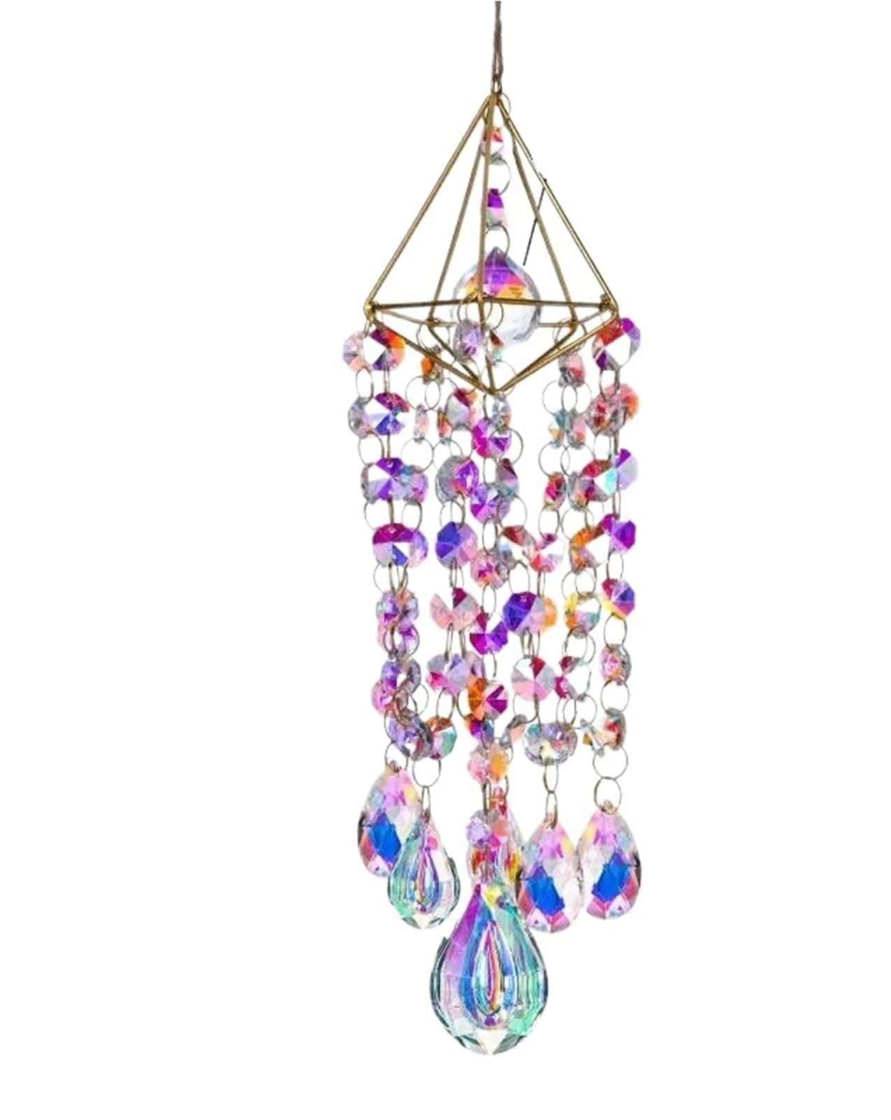 Ppqiru Colorful Fantasy Crystal Wind Chimes Pendant Window Courtyard Aerial Sunshine Catcher Aesthetic Room Decor For Decoration