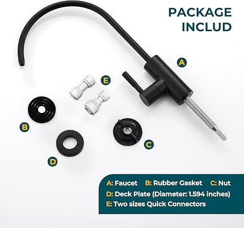 Miniatura 6 de Grifos de agua potable para fregadero de cocina, grifo de filtro de agua de acero inoxidable para ósmosis inversa o sistema de filtración de agua,