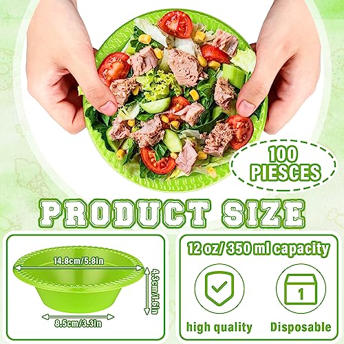 Image of Lallisa 100 Pcs 12oz Green Disposable Plastic Bowls Party
