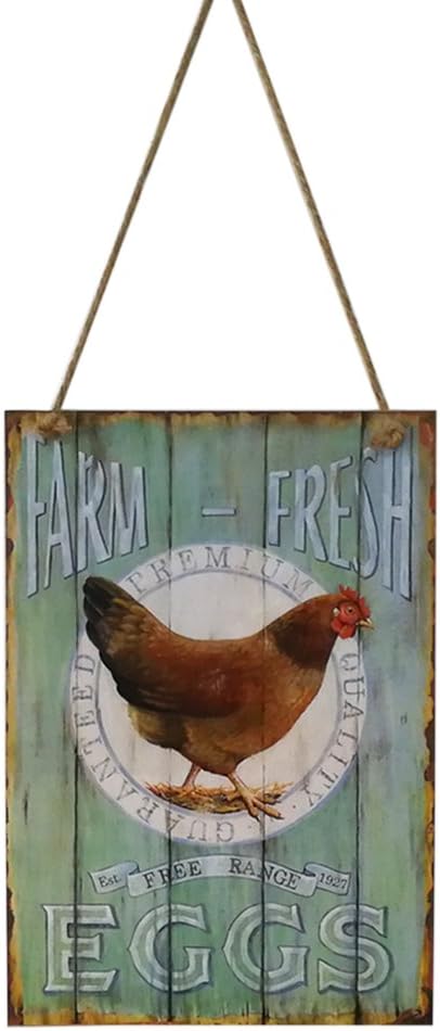 VORCOOL Fresh Eggs Sign Plaque Wooden Retro Vintage Shabby Chic Sign Country Home Decor Farmhouse Rustic Sign