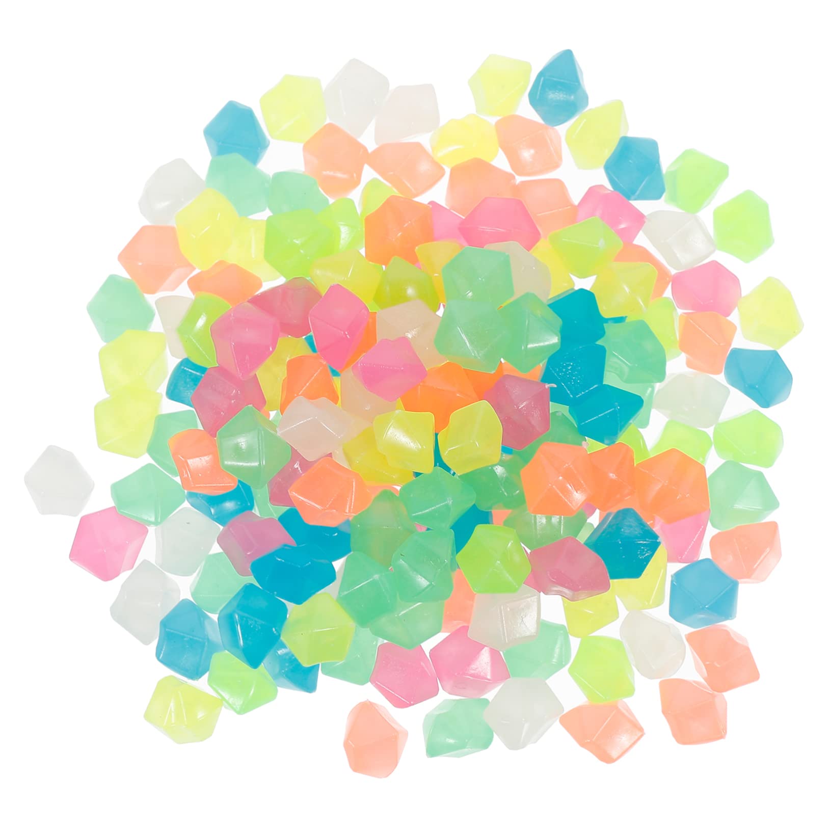 Balacoo 400Pcs Luminous Diamond Shaped Decorative Stones for Fish Tanks Gardens and Pathways Glow The Dark Aquarium Gravel Mixed Colors for Outdoor Decor and Crafting