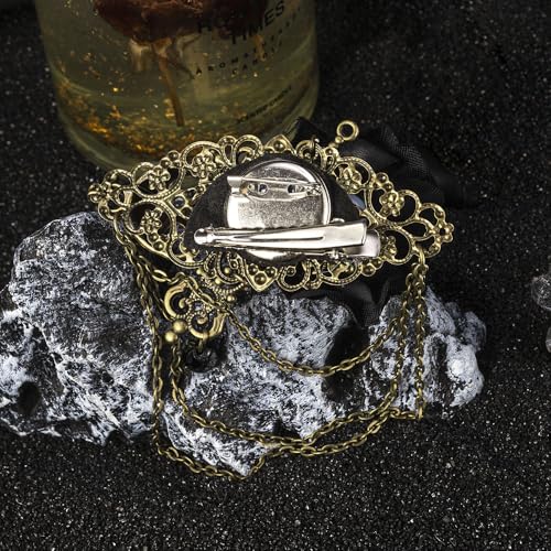 Image of Vintage Skull Rose Tassel Chain Pin Brooch for Men & Women - Punk, Gothic Suit Tie Lapel Pin Clip - Perfect Boyfriend Gifts