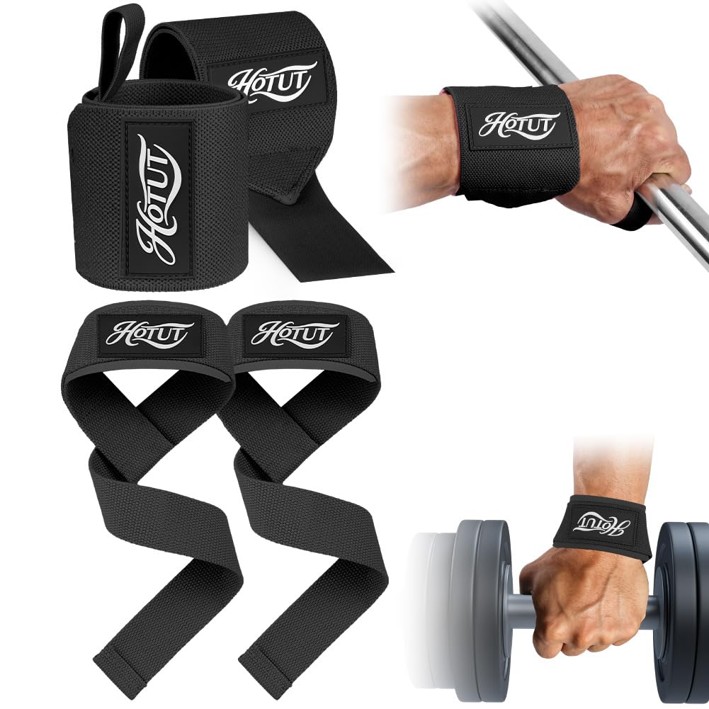 HOTUT Weight Lifting Straps,Wrist Wraps,Gym Wrist Straps,Heavy Duty,for Gym Powerlifting Deadlifting Bodybuilding Workout Strength Training Hand Bar