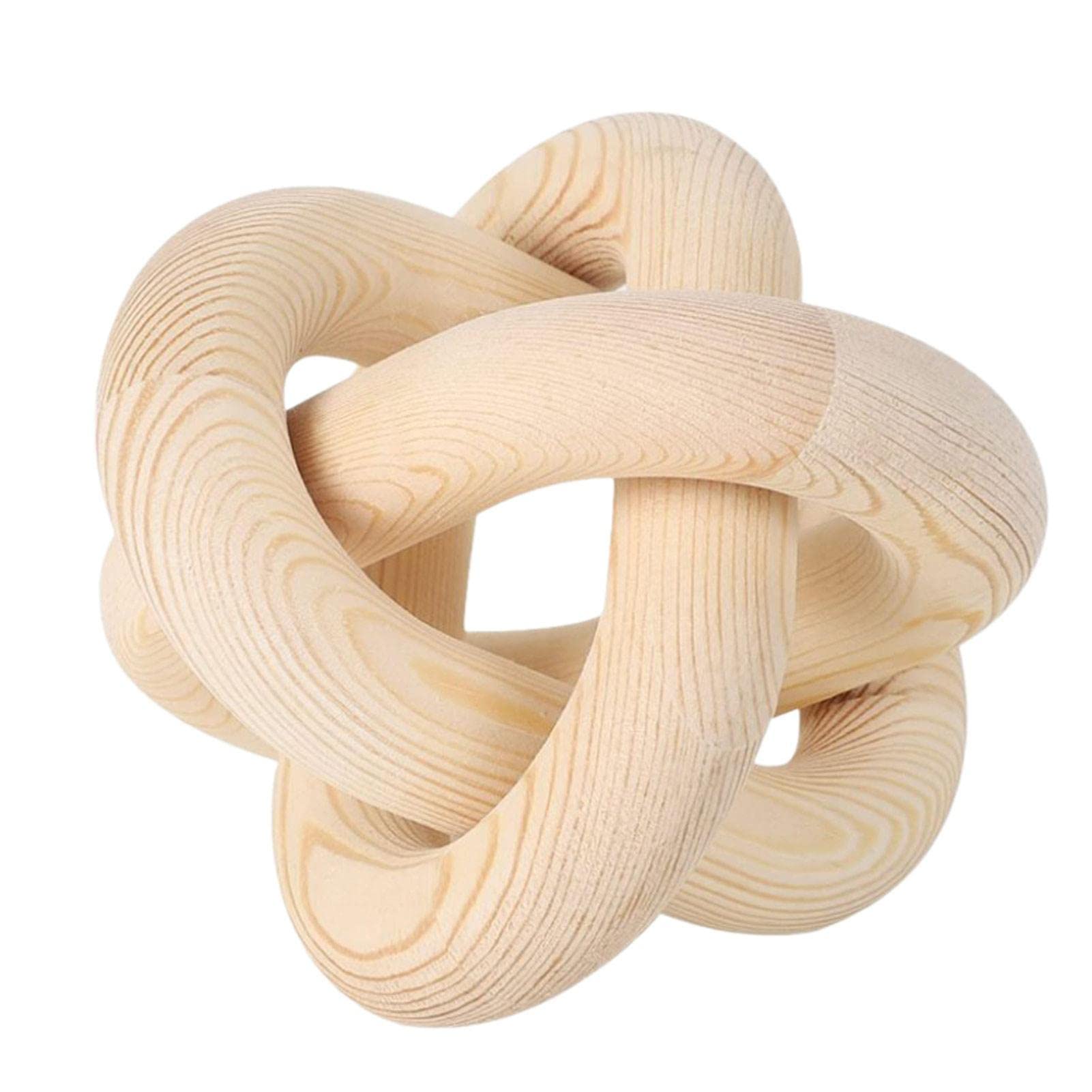 Woteg Raw Wood Color Wooden Knot Decoration - 3-Link Wood Chain Link Decor -Rustic Tray Shelf Decor Living Room Home Decorations - Hand Carved Decorative Chain For Living Room, Coffee Shop For Farmhouse Coffee Table