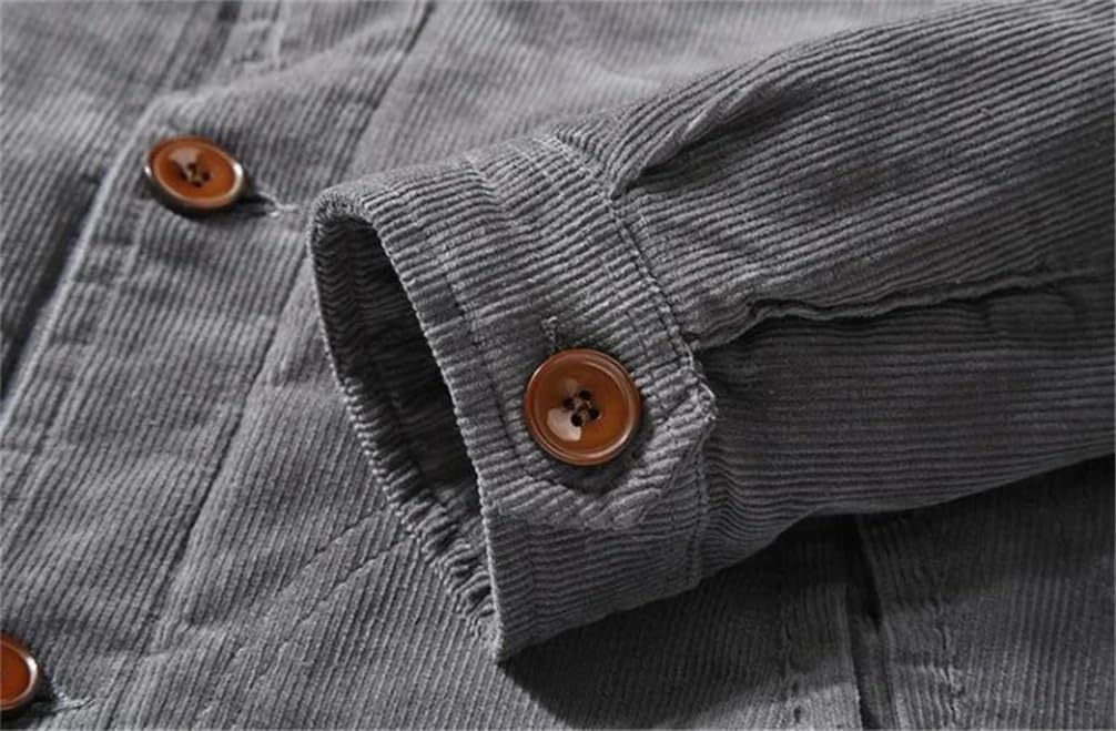 REHJJDFD Men's Winter Plus Velour Jacket Corduroy Tooling Casual Parka Jackets Solid Color Cotton Jackets