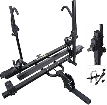 TRAILV2 Hitch Mount 2-Bike Rack with Bike Ramp - Tilt, Fold, Anti-Theft Hitch & Wheel Lock, 170lbs Capacity, 2-Inch Receiver, Up to 5.0" Fat Tire, Electric Bike Rack for Car, SUV, RV, Truck